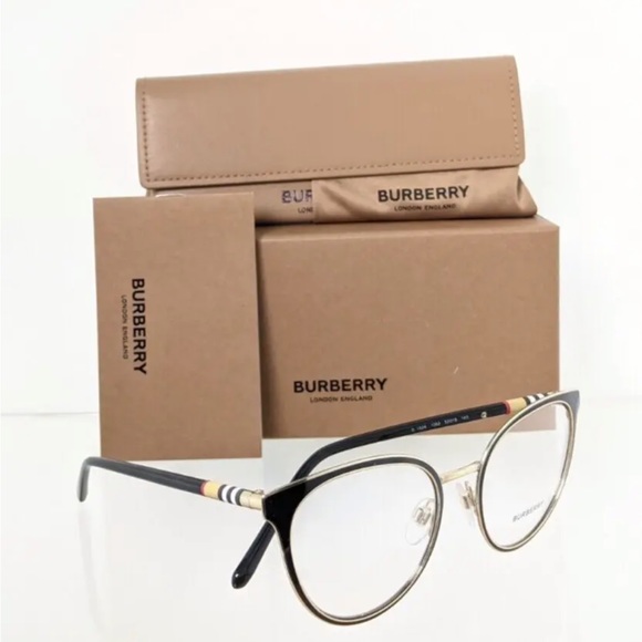 Brand New Authentic Burberry Eyeglasses BE 1324 1262 Black & Gold 52mm 1324 - Picture 3 of 5